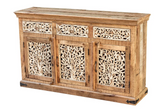 Antique Indian Jali Hand Carved Solid Wooden Sideboard Whitewash 150x40x90cm A0275